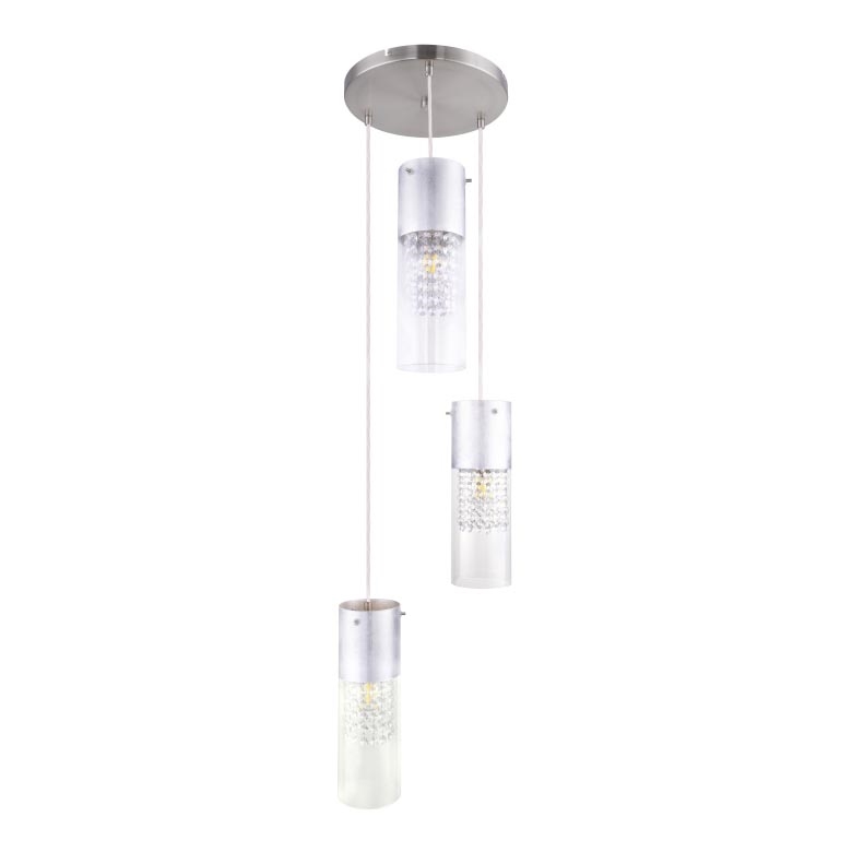 Globo - Κρεμαστό φωτιστικό οροφής 3xE27/60W/230V διάμετρος 30 cm ασημί