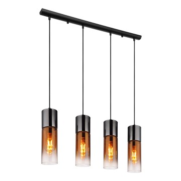 Globo - Κρεμαστό φωτιστικό οροφής 4xE27/25W/230V μαύρο/χαλκός