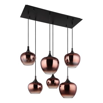 Globo - Κρεμαστό φωτιστικό οροφής 6xE27/40W/230V καφέ/φιμέ