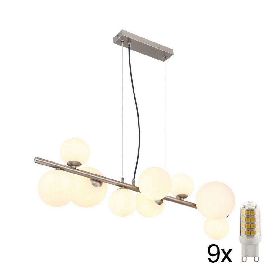 Globo -  Κρεμαστό φωτιστικό οροφής LED 9xG9/3W/230V ματ χρώμιο