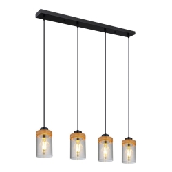Globo - Κρεμαστό φωτιστικό οροφής ράγα 4xE27/40W/230V μέταλλο/ξύλο