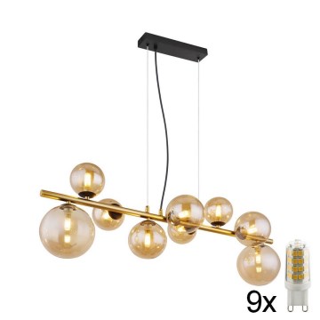 Globo -Κρεμαστό φωτιστικό οροφής ράγα LED 9xG9/3W/230V ορείχαλκος