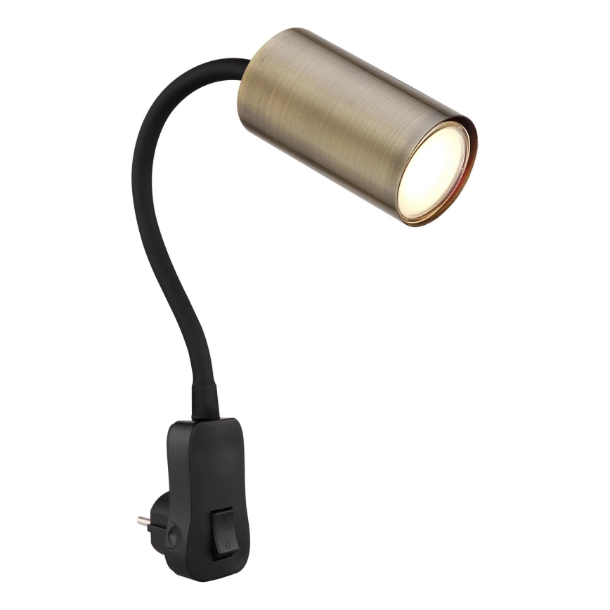 Globo - Σποτ πρίζας τοίχου 1xGU10/25W/230V μαύρο/ορείχαλκος