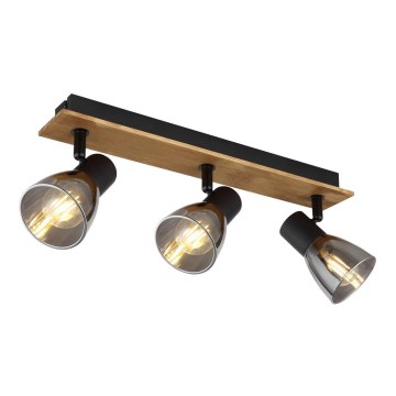 Globo - Σποτ φωτιστικό 3xE14/40W/230V μαύρο/ξύλο