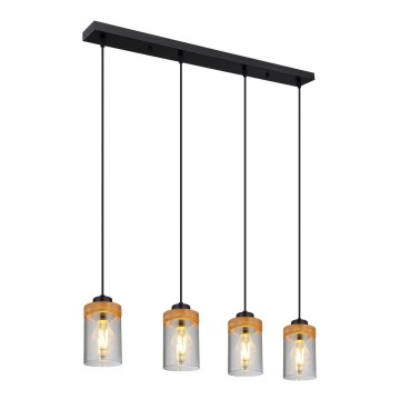 Globo - Φωτιστικό οροφής με καλώδιο 4xE27/40W/230V μέταλλο/ξύλο