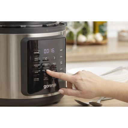GORENJE GMC6SBK - Πολυλειτουργική ηλεκτρική κατσαρόλα 6 L 8 σε 1 1000W/230V ανοξείδωτη