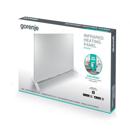 GORENJE IR540W - Έξυπνο ηλεκτρικό υπέρυθρο πάνελ 540W με χρονοδιακόπτη, προστασία IP44 και Wi-Fi, λευκό