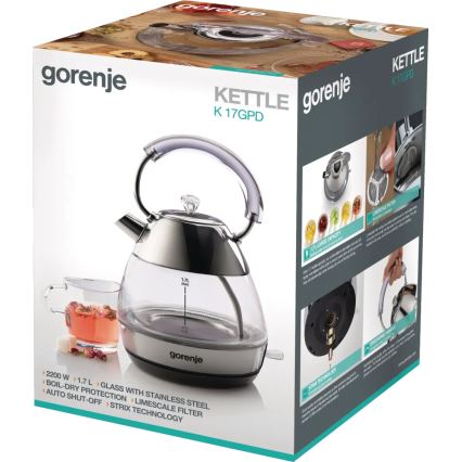 GORENJE K17GPD - Ηλεκτρικός βραστήρας 1,7 l 2200W/230V διάφανος/ανοξείδωτος