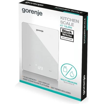 GORENJE KT10LBW - Ψηφιακή ζυγαριά κουζίνας 3xAAA λευκή
