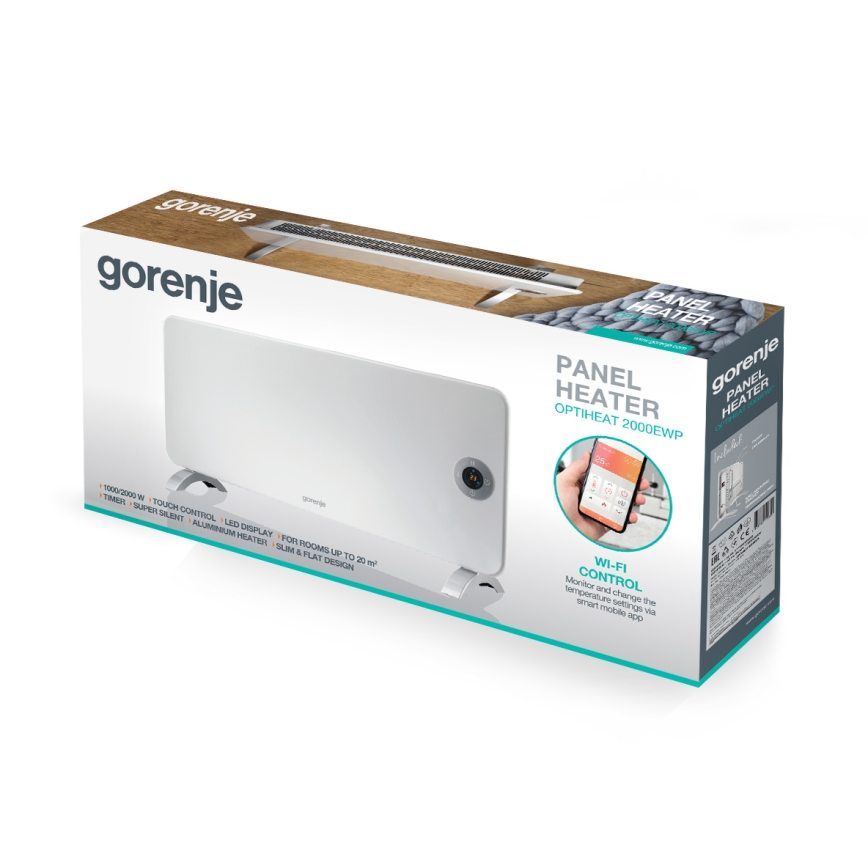 GORENJE OPTIHEAT 2000EWP - Έξυπνος ηλεκτρικός θερμαντήρας/κονβέκτορας 2000W IP44 Wi-Fi λευκός