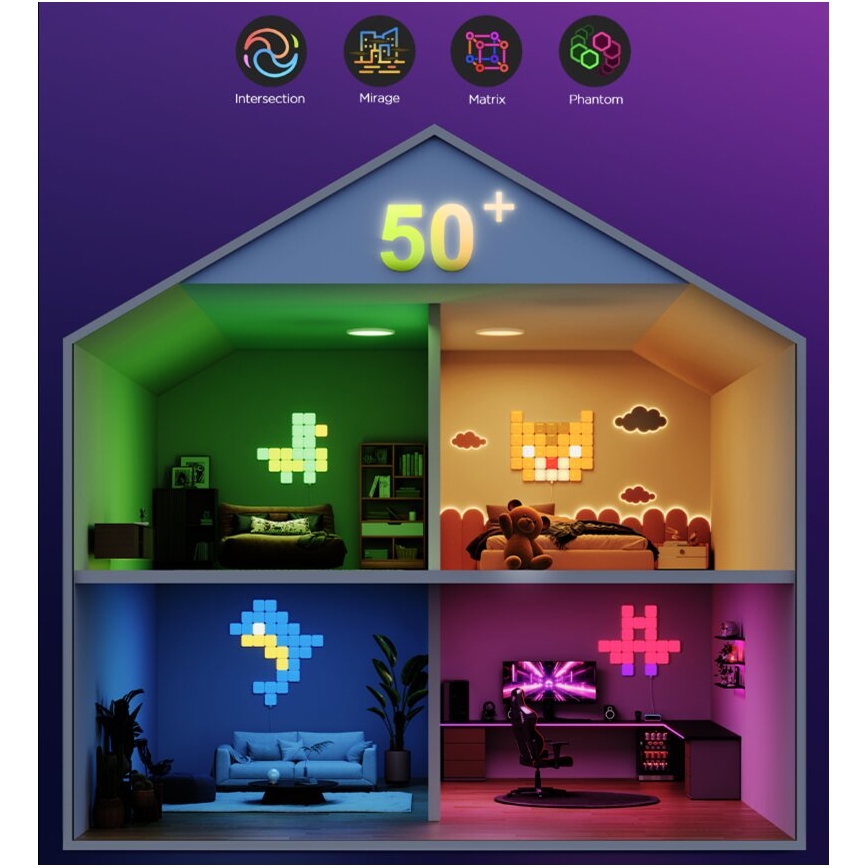 Govee - 10x Έξυπνο μίνι πάνελ RGBIC Wi-Fi