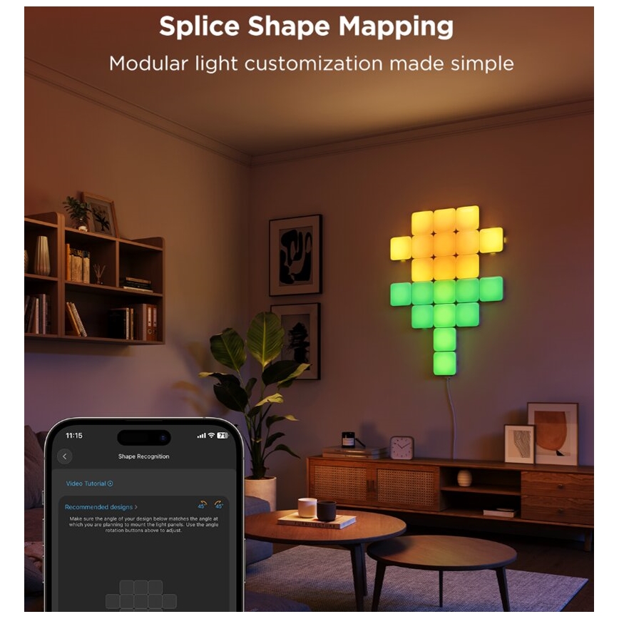 Govee - 10x Έξυπνο μίνι πάνελ RGBIC Wi-Fi