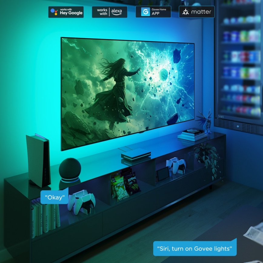 Govee - AI Sync Box 2 Πίσω φωτισμός LED RGBICW για τηλεοράσεις Smart TV 55-65 Wi-Fi