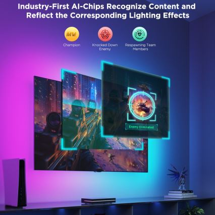 Govee - AI Sync Box 2 Πίσω φωτισμός LED RGBICW για τηλεοράσεις Smart TV 55-65 Wi-Fi