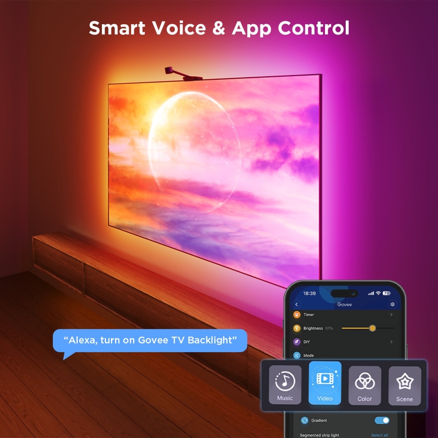 Govee - Backlight 3S Netflix TV 55-65" SMART LED οπίσθιος φωτισμός RGBICW Wi-Fi + τηλεχειριστήριο