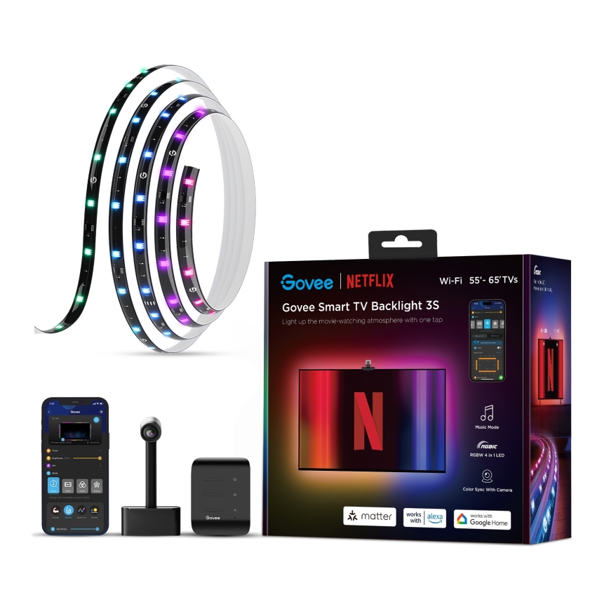 Govee - Backlight 3S Netflix TV 55-65" SMART LED οπίσθιος φωτισμός RGBICW Wi-Fi + τηλεχειριστήριο