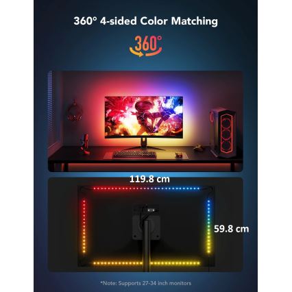 Govee - Dreamview G1 Smart LED RGBIC Φωτισμός οθόνης 27-34» Wi-Fi