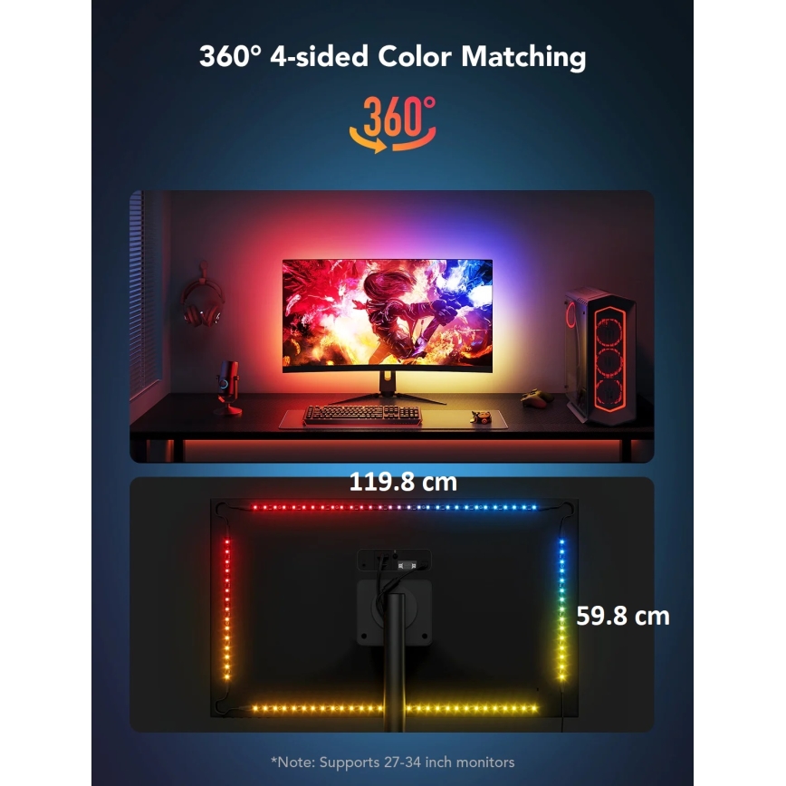 Govee - Dreamview G1 Smart LED RGBIC Φωτισμός οθόνης 27-34» Wi-Fi