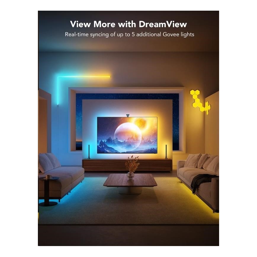 Govee - DreamView T2 DUAL TV 55-65 Έξυπνος LED οπίσθιος φωτισμός RGBIC Wi-Fi + τηλεχειριστήριο