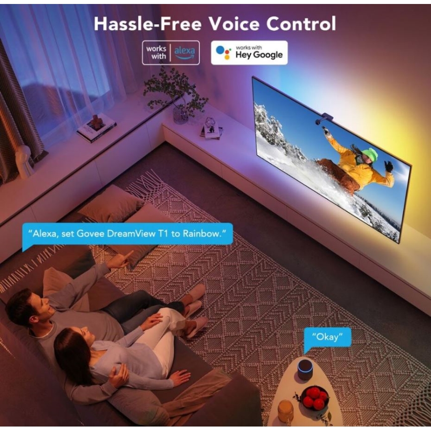 Govee - DreamView Οπίσθιος φωτισμός για TV 55-65" SMART LED RGBIC Wi-Fi