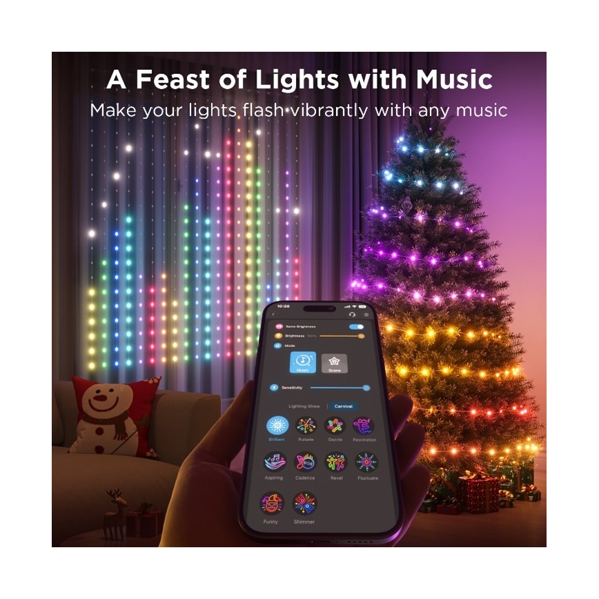 Govee - LED RGB Dimming Εξωτερικού χώρου διακοσμητικά λαμπάκια LED/15W/230V IP65 Wi-Fi