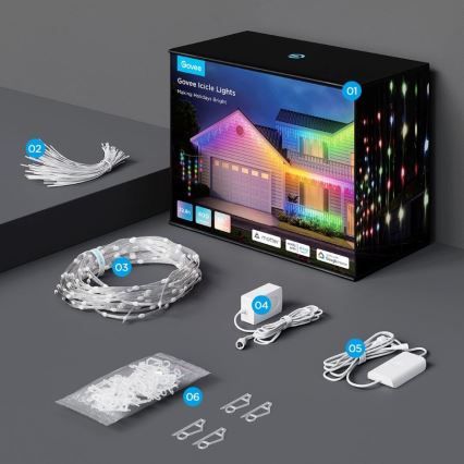 Govee - LED RGBIC Λαμπάκια εξωτερικού χώρου Smart icicles 10m Wi-Fi Matter IP65
