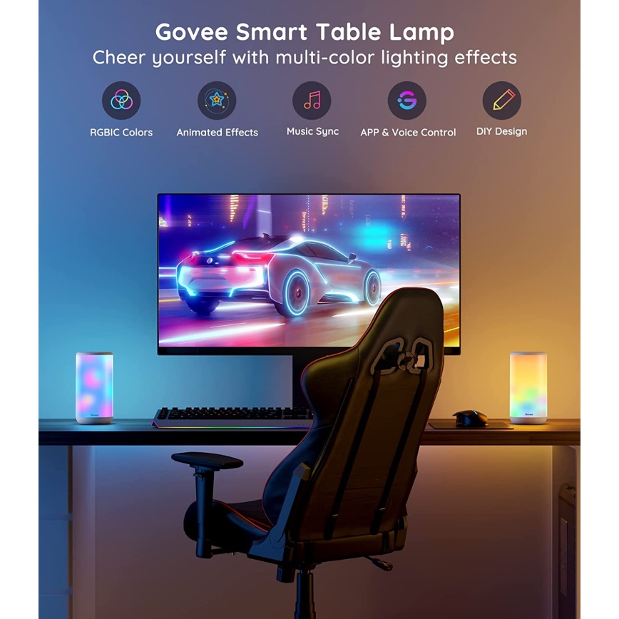 Govee - LED RGBIC Eπιτραπέζιο φωτιστικό  AURA 2 2200-6500K Wi-Fi Matter
