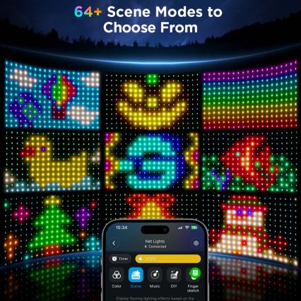 Govee - LED RGBIC Εξωτερικό φωτεινό πλέγμα 143x85cm Wi-Fi Matter IP65