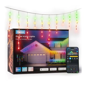 Govee - LED RGBIC Λαμπάκια εξωτερικού χώρου Smart icicles 10m Wi-Fi Matter IP65