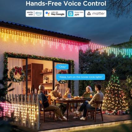 Govee - LED RGBIC Λαμπάκια εξωτερικού χώρου Smart icicles 10m Wi-Fi Matter IP65