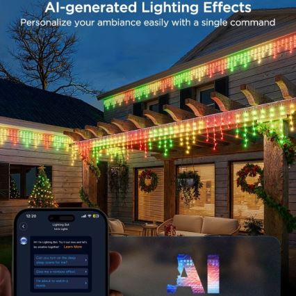 Govee - LED RGBIC Λαμπάκια εξωτερικού χώρου Smart icicles 10m Wi-Fi Matter IP65