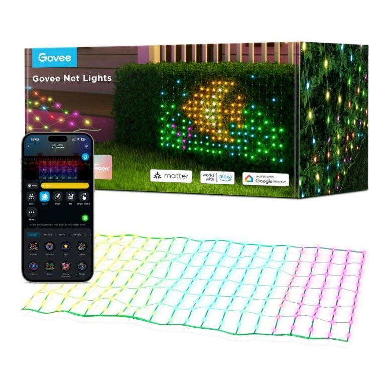 Govee - LED RGBIC Φωτισμός εξωτερικού χώρου net 143x85cm Wi-Fi Matter IP65