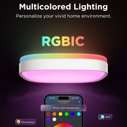 Govee - LED RGBIC Φωτιστικό οροφής dimming LED/24W/230V 2700-6500K Wi-Fi