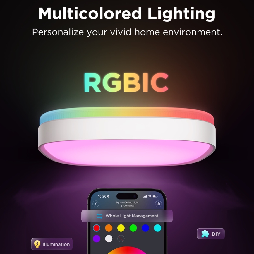 Govee - LED RGBIC Φωτιστικό οροφής dimming LED/24W/230V 2700-6500K Wi-Fi