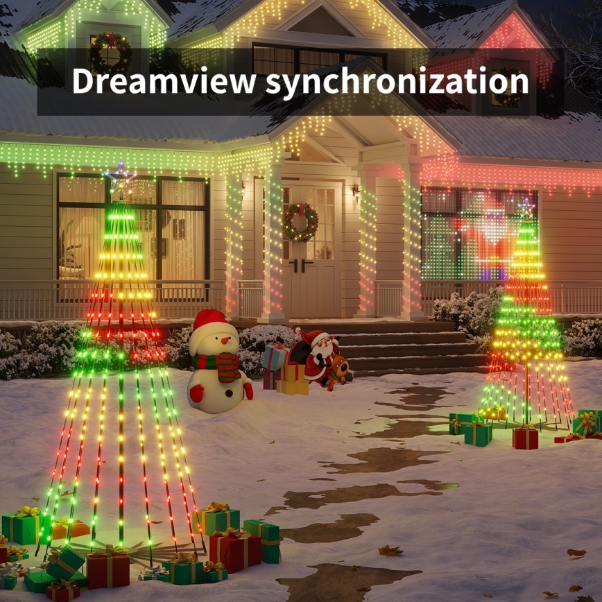 Govee - LED RGBIC Χριστουγεννιάτικο δέντρο με αστέρι LED/15W/230V IP65 1,8m Matter Wi-Fi