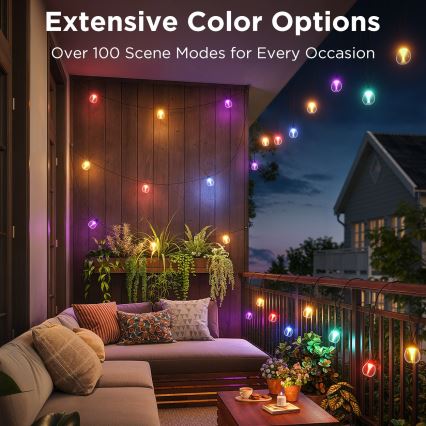 Govee - LED RGBICW Dimming Εξωτερικού χώρου διακοσμητικά λαμπάκια LED/24W/230V IP67 2700-6500K Wi-Fi