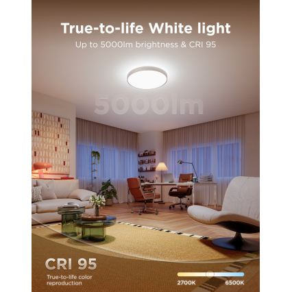 Govee - LED RGBICWW Ρυθμιζόμενο φωτιστικό οροφής LED/55W/230V Ø 53 cm Matter Wi-Fi