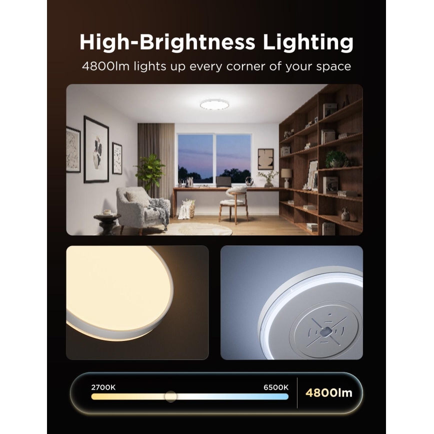 Govee - LED RGBICWW Ρυθμιζόμενο φωτιστικό οροφής LED/55W/230V διάμ. 46 cm Matter Wi-Fi
