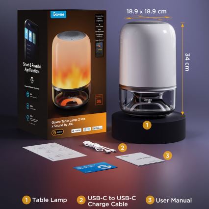 Govee - LED RGBW ρυθμιζόμενη επιτραπέζια λάμπα με ηχείο LED/36W/12V Wi-Fi