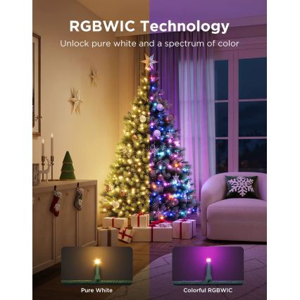 Govee - LED RGBWIC Εξωτερική χριστουγεννιάτικη γιρλάντα 2700-6500K 30m Wi-Fi Matter IP65