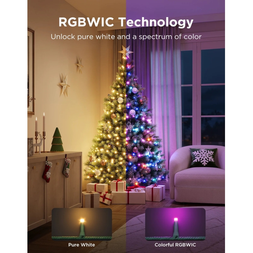 Govee - LED RGBWIC Εξωτερική χριστουγεννιάτικη γιρλάντα 2700-6500K 30m Wi-Fi Matter IP65
