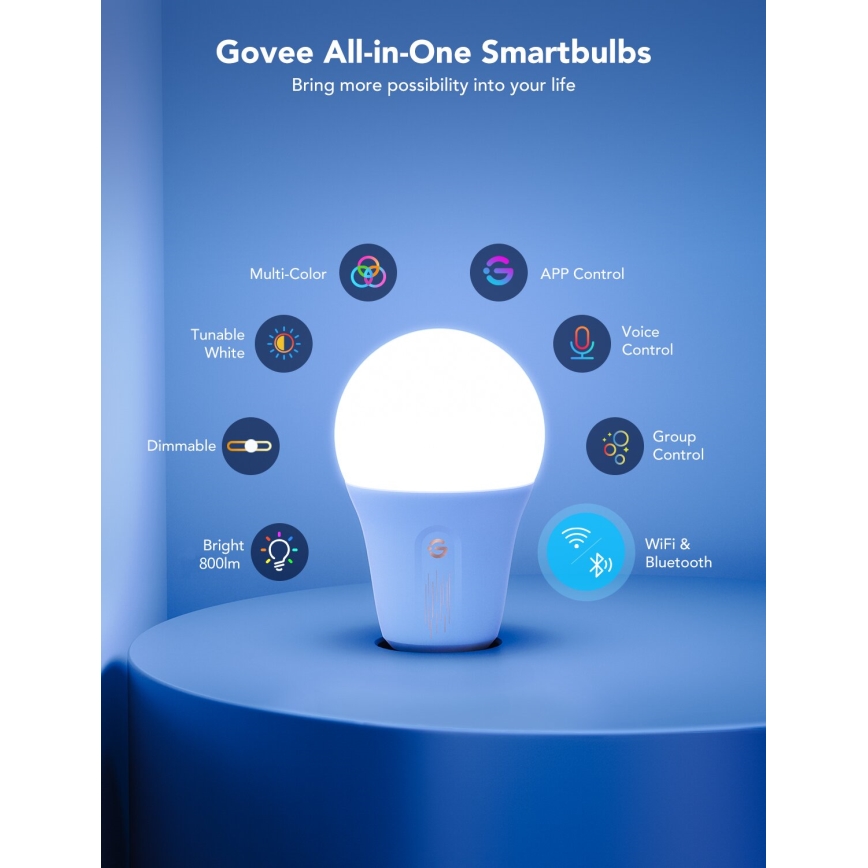 Govee - LED RGBWW Ρυθμιζόμενη λάμπα Smart MATTER E27/12W/230V 2700-6500K Wi-Fi