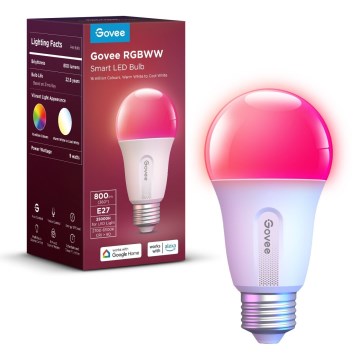 Govee - LED RGBWW Ρυθμιζόμενη λάμπα Smart MATTER E27/9W/230V 2700-6500K Wi-Fi
