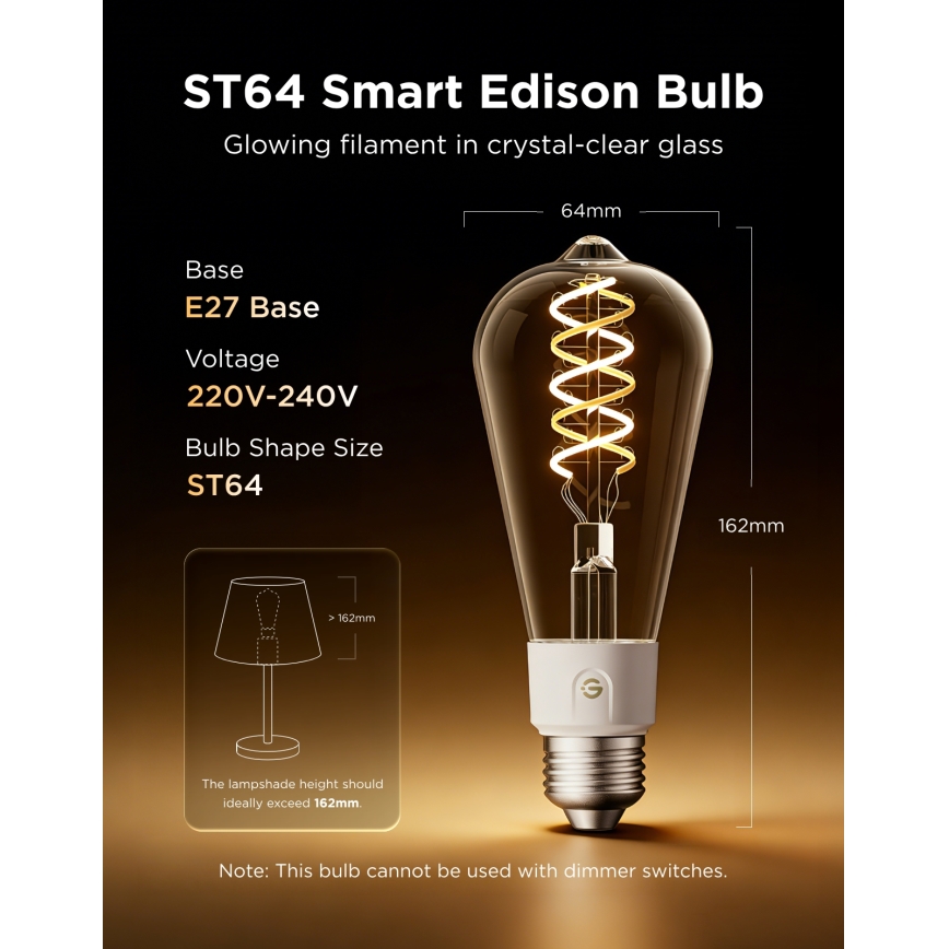 Govee - LED RGBWW Ρυθμιζόμενη λάμπα Smart MATTER ST64 E27/5W/230V 2700-6500K Wi-Fi