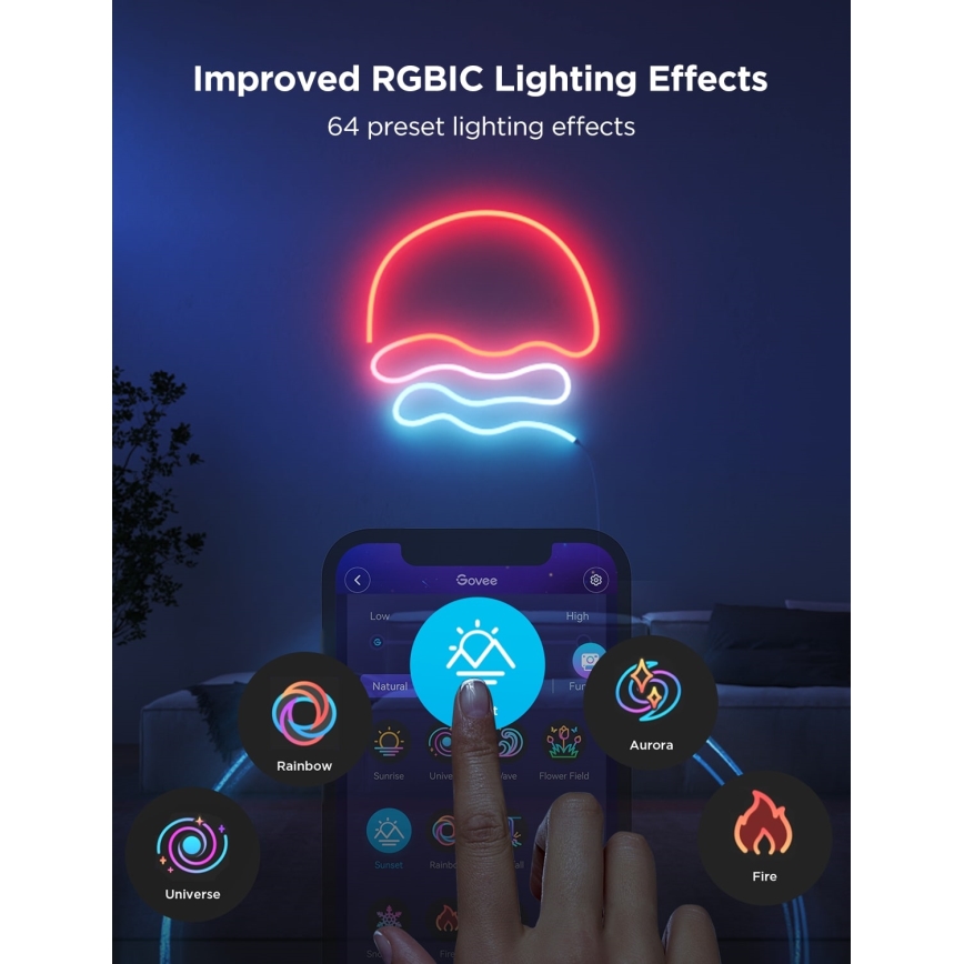 Govee - Neon 2 MATTER Ταινία LED εύκαμπτη 3m RGBIC Wi-Fi IP67