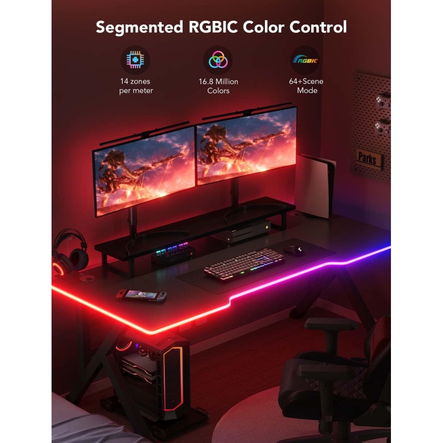 Govee - Neon LED επιτραπέζιος οπίσθιος φωτισμός 3m RGBIC Wi-Fi