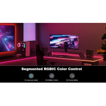 Govee - Neon LED επιτραπέζιος οπίσθιος φωτισμός 3m RGBIC Wi-Fi