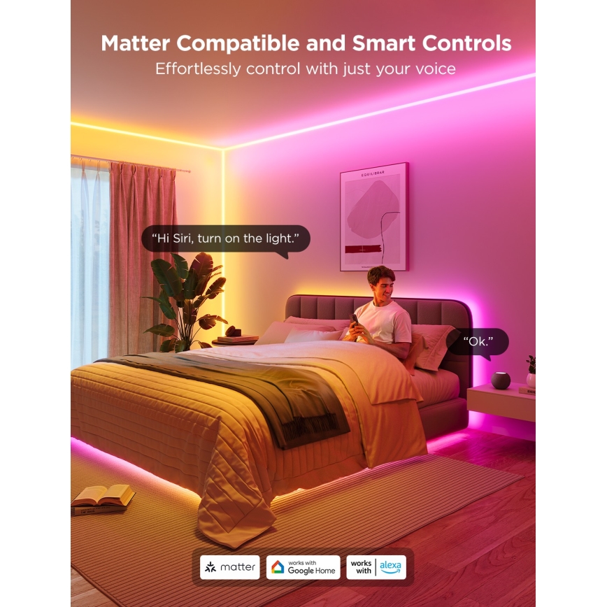 Govee - Neon MATTER LED γωνιακή ταινία 5m RGBIC Wi-Fi