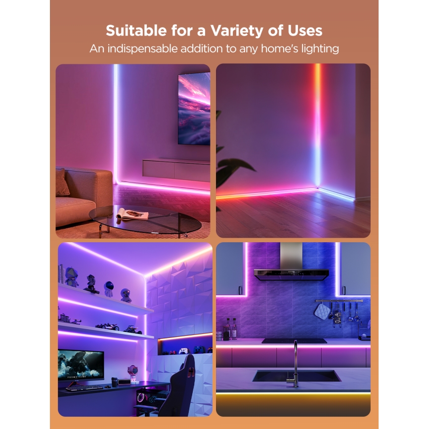 Govee - Neon MATTER LED γωνιακή ταινία 5m RGBIC Wi-Fi