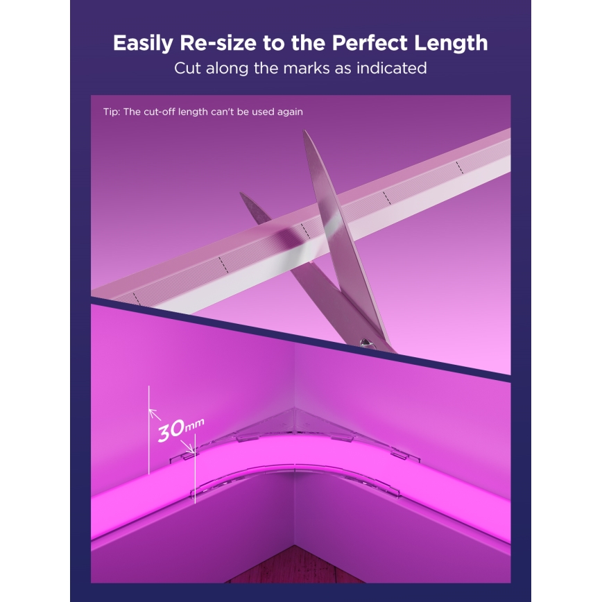 Govee - Neon MATTER LED γωνιακή ταινία 5m RGBIC Wi-Fi